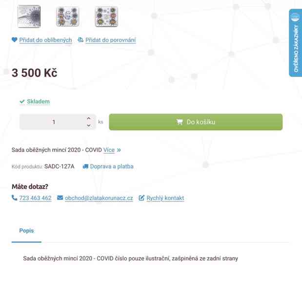 Vzácná sada oběžných mincí Covid ( emise jen 500 ks. ) - foto 4
