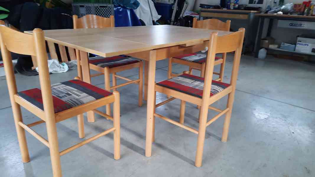 Jídelní set, rozkládací jídelní stůl + 4 židle 