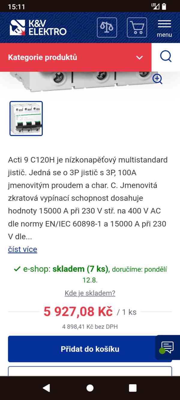 Jistič Schneider C100 C120H 15kA - foto 6