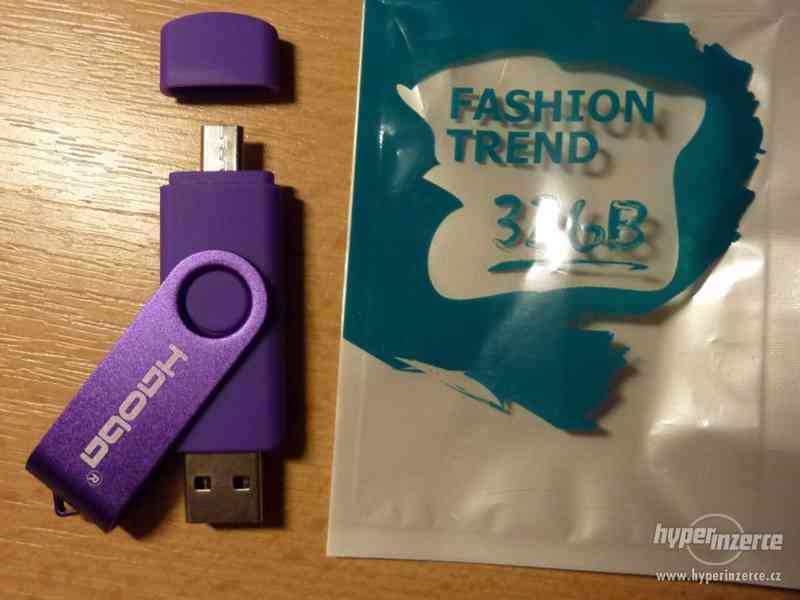 USB-OTG flash 2v1 32GB s micro konektorem NOVÝ fialový - foto 1