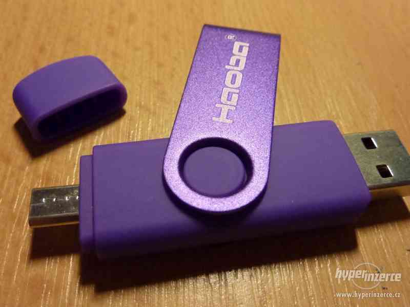 USB-OTG flash 2v1 32GB s micro konektorem NOVÝ fialový - foto 3