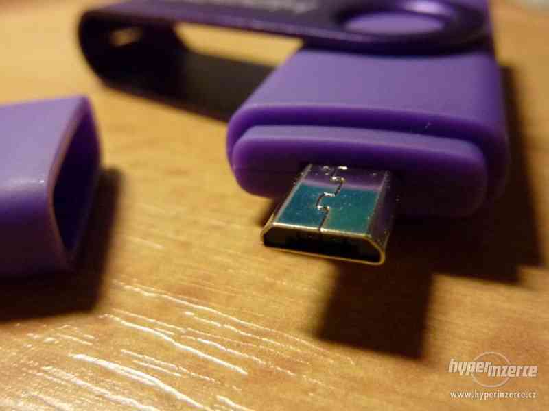 USB-OTG flash 2v1 32GB s micro konektorem NOVÝ fialový - foto 4