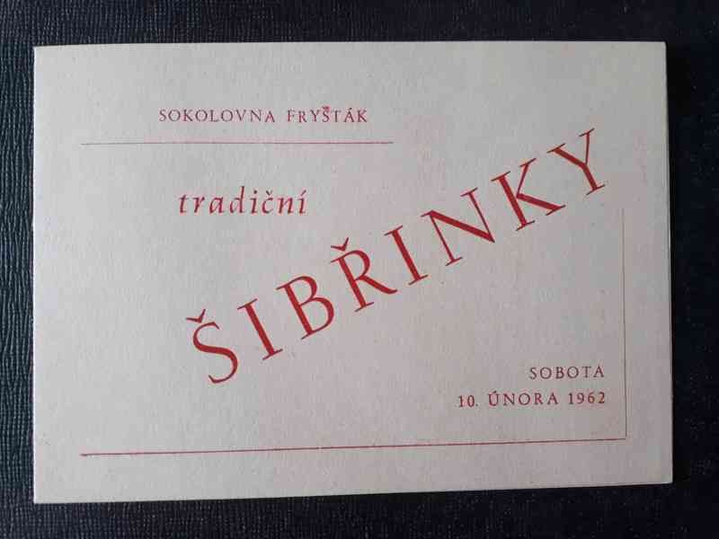  Pozvánka - Šibřinky Fryšták 1962  - foto 1