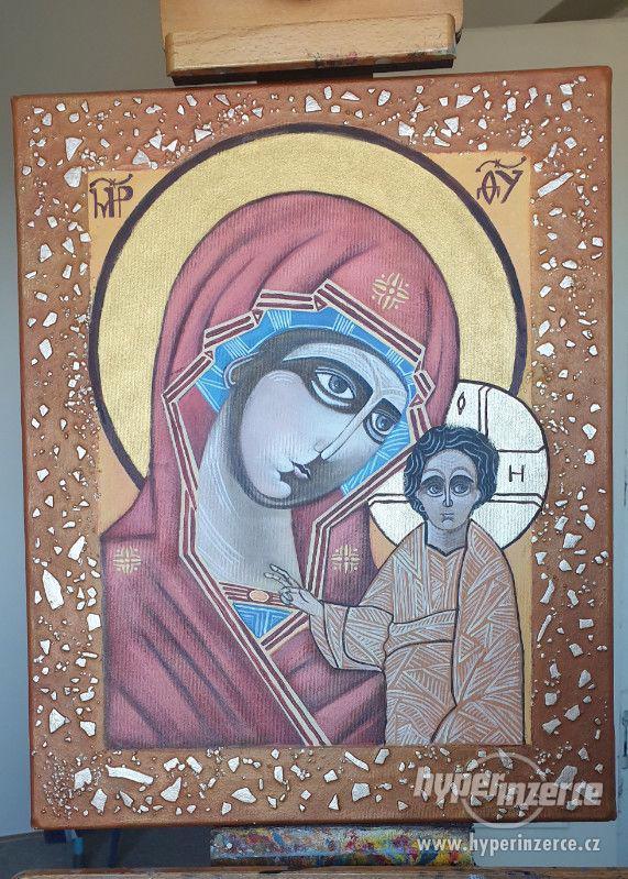 Matka Boží Kazaňská - námět z ikony/akryl na plátně - foto 1