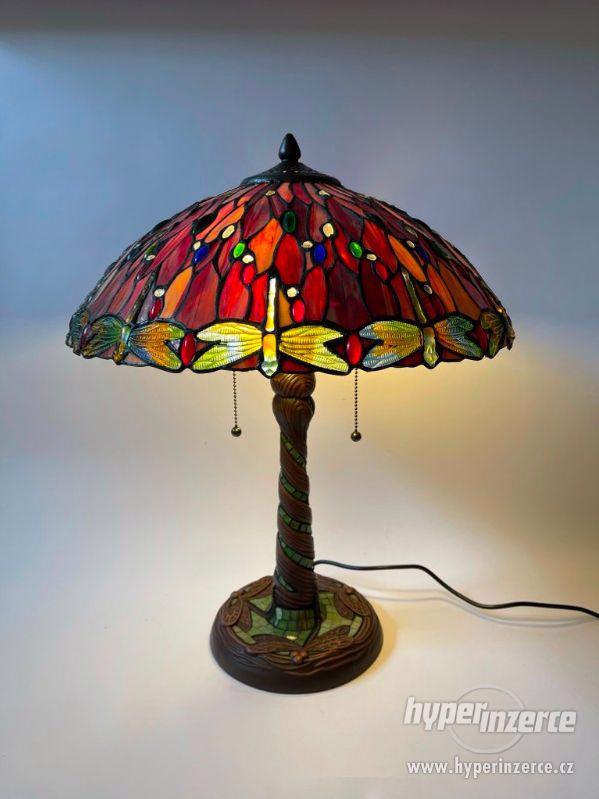 Vážky - velká stolní lampa Tiffany secesní styl - foto 1