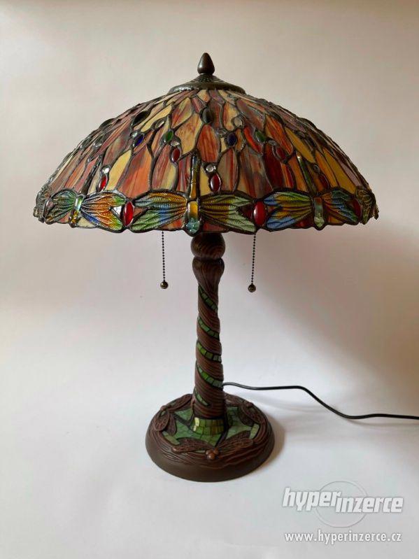 Vážky - velká stolní lampa Tiffany secesní styl - foto 2