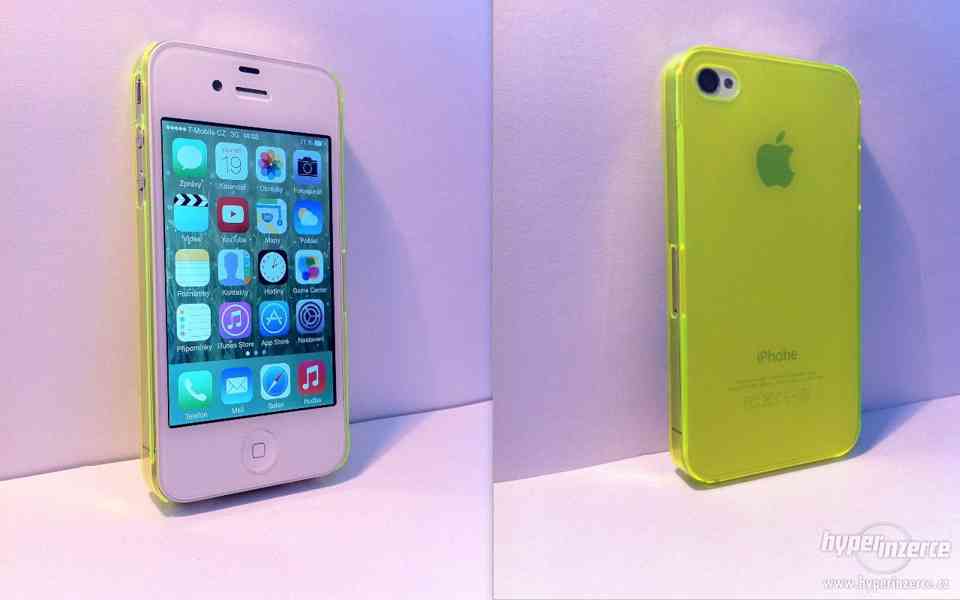 Plastový obal, kryt průhledný fosforově žlut na iPhone 4, 4S - foto 1