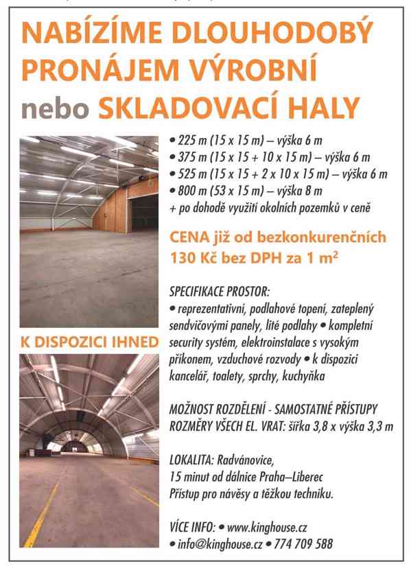 DLOUHODOBÝ PRONÁJEM VÝROBNÍ nebo SKLADOVACÍ HALY - foto 3