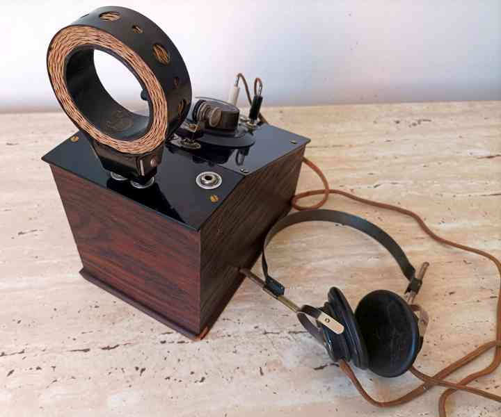 Starožitné rádio/krystalka se sluchátky Telefunken, 20. léta - foto 6