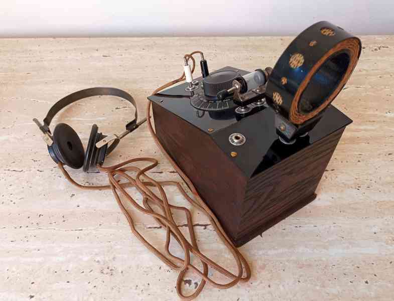 Starožitné rádio/krystalka se sluchátky Telefunken, 20. léta - foto 5