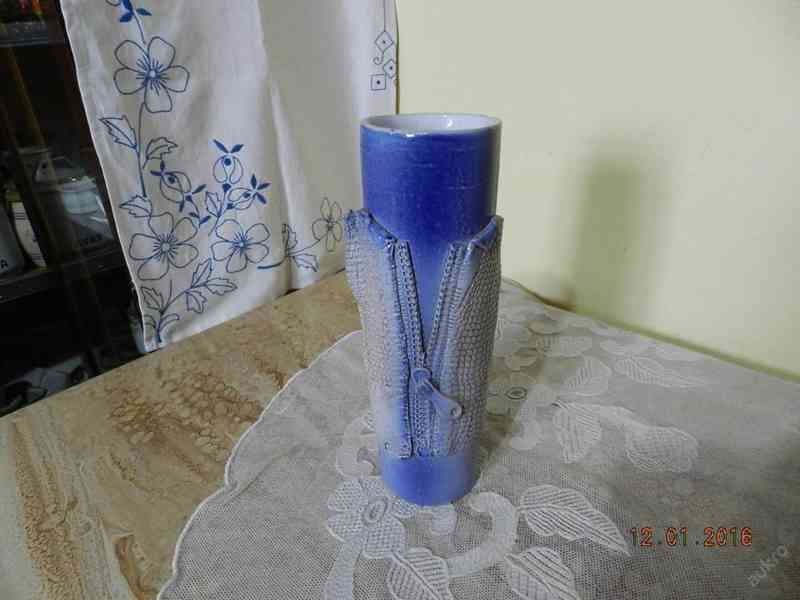 Zajímavá keramická reliéfní Váza se zipem Design zip - foto 7