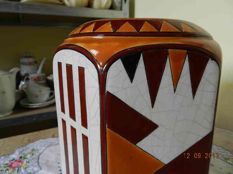 Vzácná Art Deco Váza Keralouve Lalouviere Kubismus Belgie  - foto 3