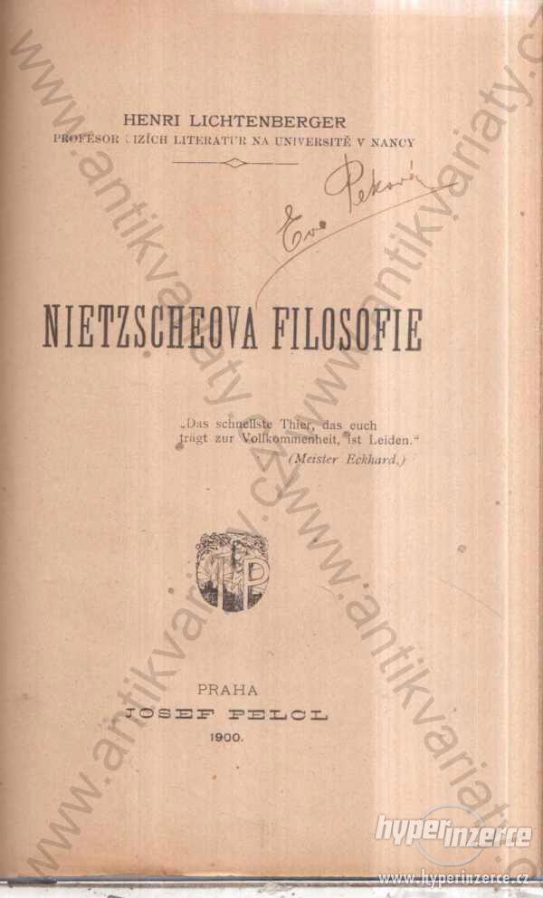 Nietzscheova filosofie Henry Lichtenberger 1900 - foto 1