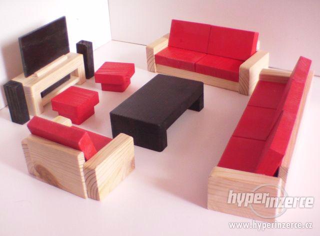 Dřevěný nábytek pro panenky obývák - foto 1