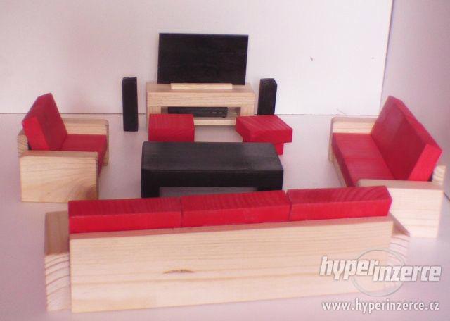 Dřevěný nábytek pro panenky obývák - foto 2
