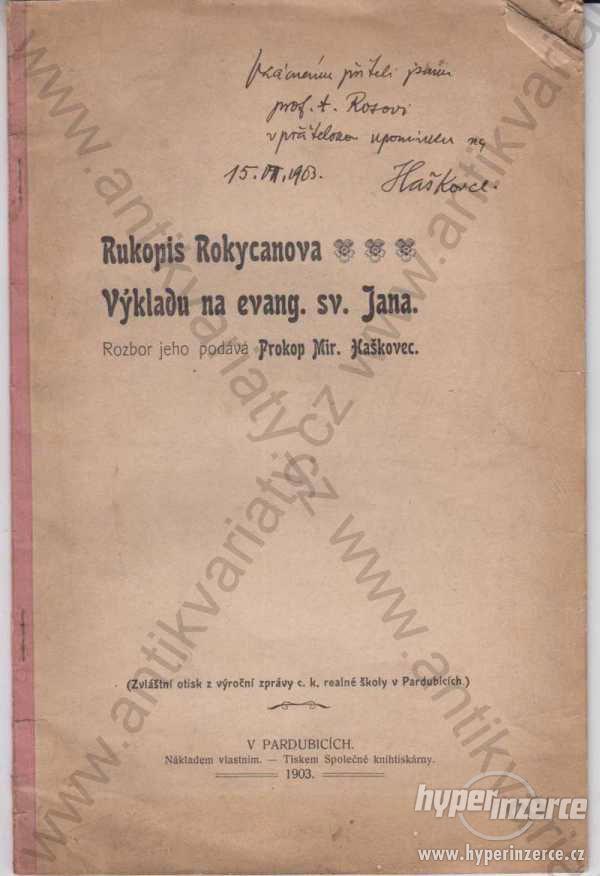 Rukopis Rokycanova výkladu na evang. sv. Jana - foto 1