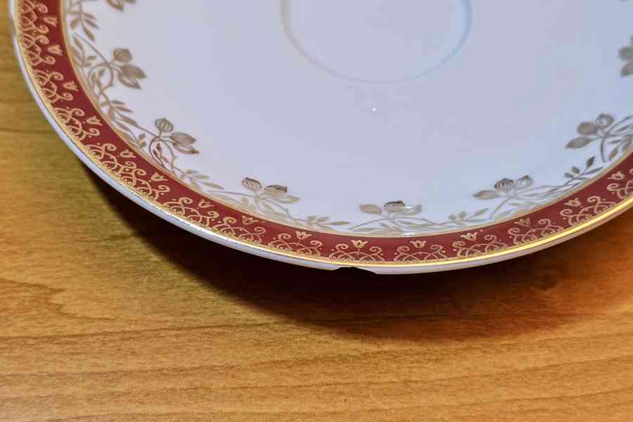 Retro porcelánová kávová souprava JSK – 6 ks, zlatý dekor - foto 8