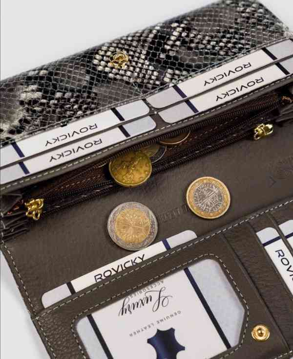 Luxusní kožená peněženka Rovicky  hadí kůže stříbrná  - foto 7