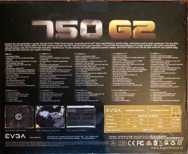 EVGA SuperNOVA 750 G2 Power Supply 750W - foto 2