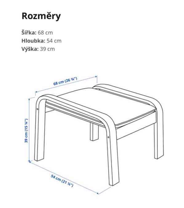 POÄNG podnožka IKEA bíle mořená dubová dýha/Glose krémová - foto 3