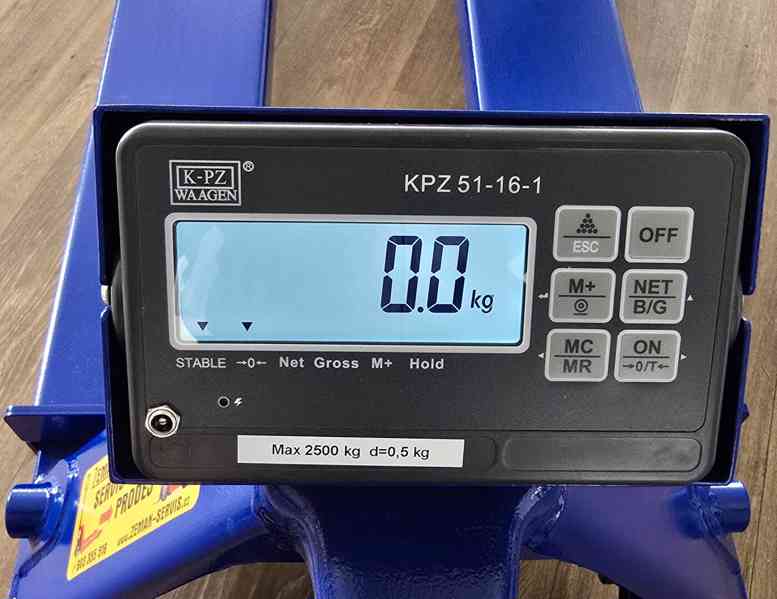 Paletový vozík s váhou. Nosnost 2500kg. Záruka. - foto 2