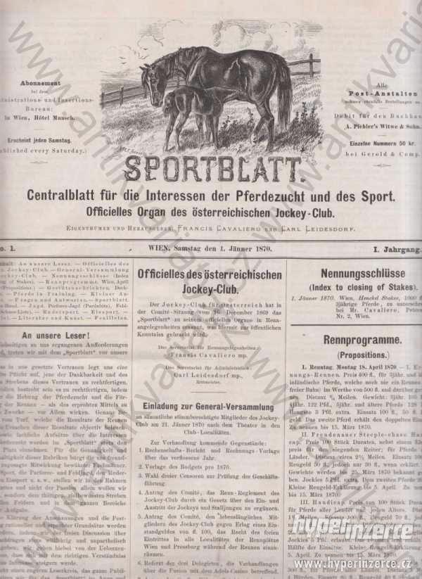 Sportblatt, I. Jahrgang kompletní 1. ročník 1870 - foto 1