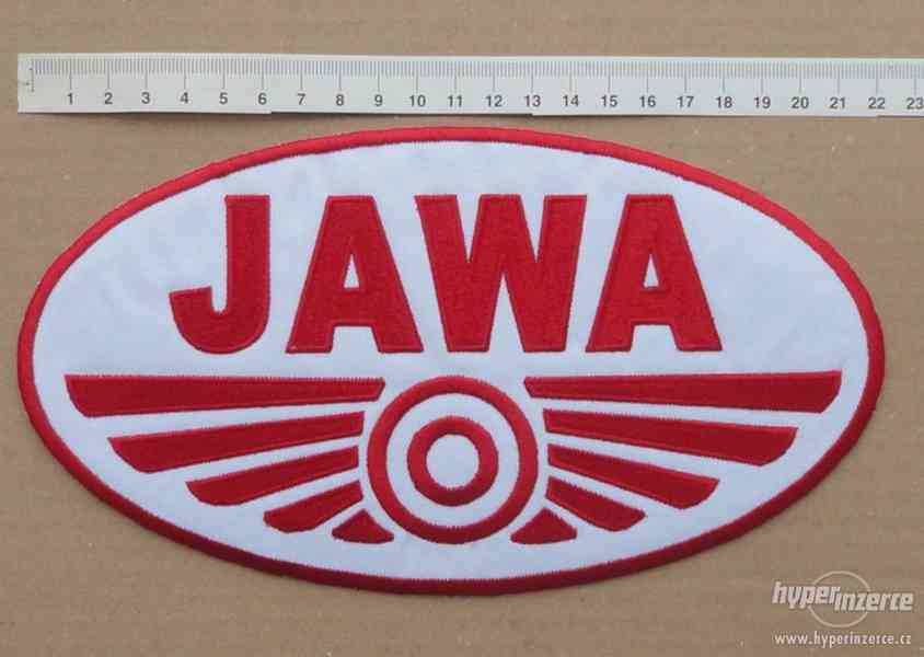Velká vyšívaná nášivka JAWA cca 23cm x 12,5cm - foto 2