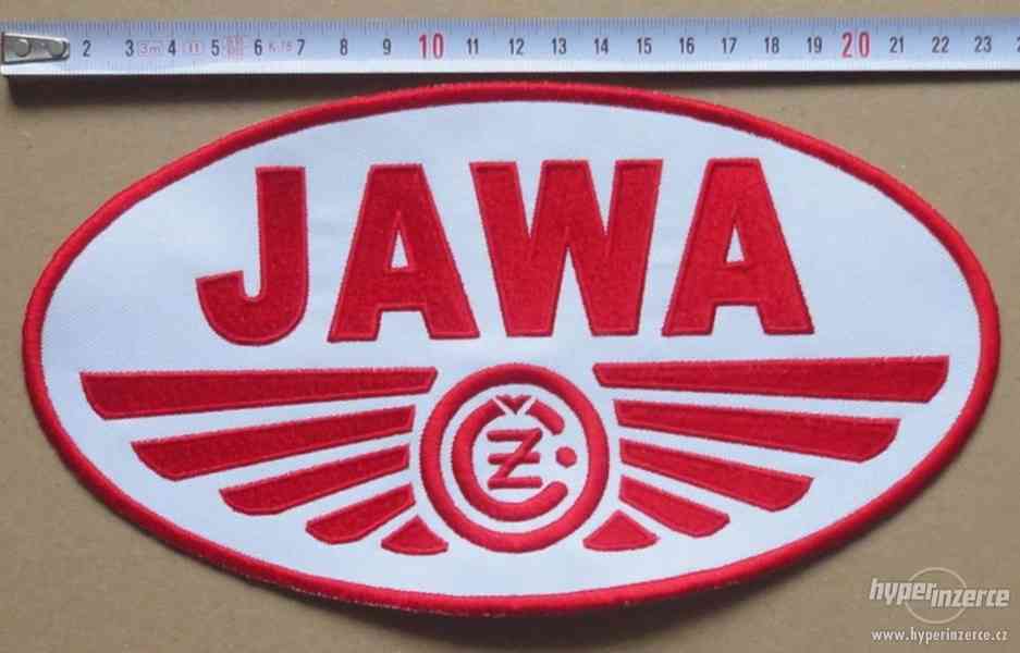 Velká vyšívaná nášivka JAWA cca 23cm x 12,5cm - foto 3