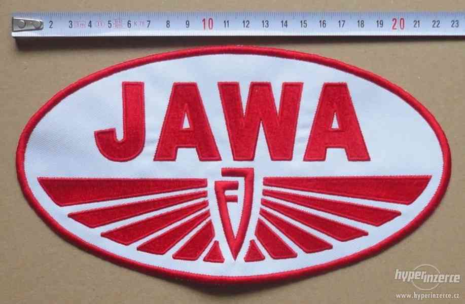 Velká vyšívaná nášivka JAWA cca 23cm x 12,5cm - foto 4