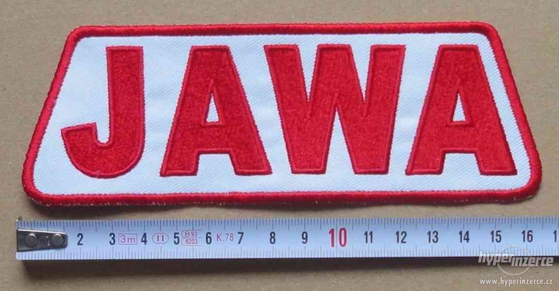 Velká vyšívaná nášivka JAWA cca 23cm x 12,5cm - foto 5