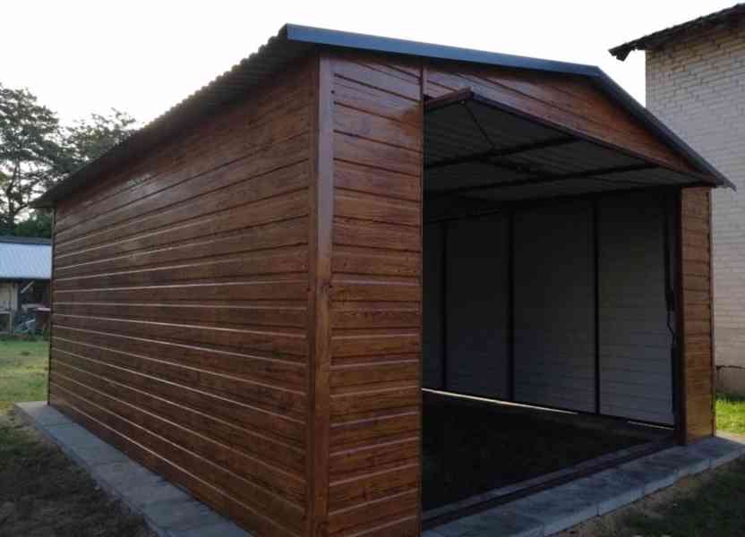 PLECHOVÁ GARÁŽ 4 x 6m VZOR DŘEVA - foto 2