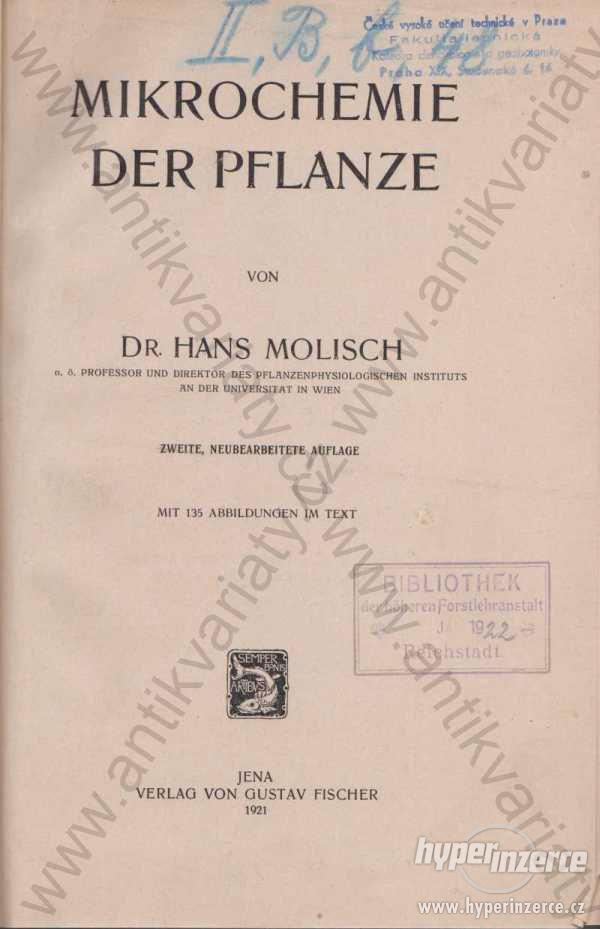 Mikrochemie der Pflanze Hans Molisch 1921 - foto 1