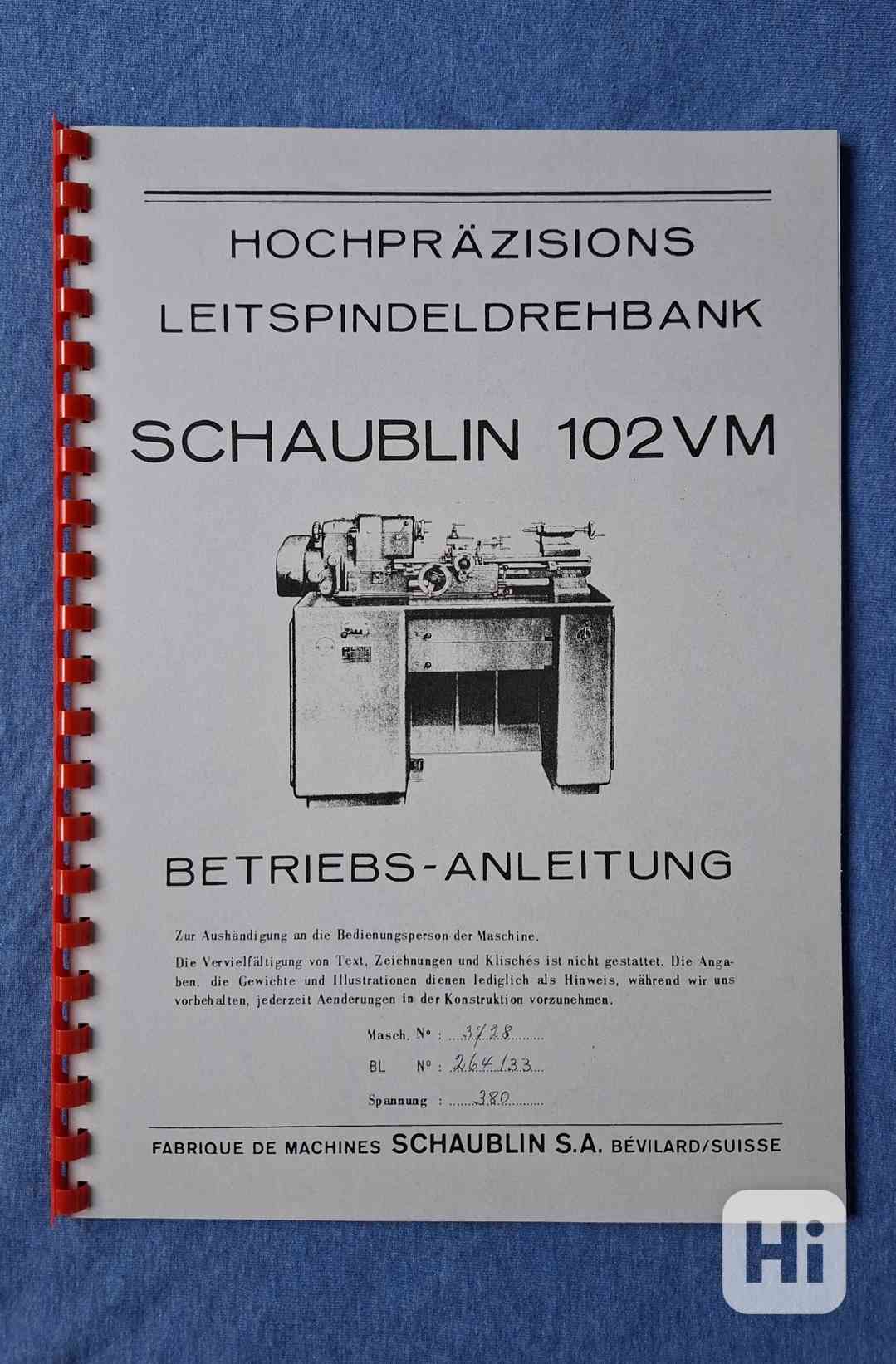 Návod soustruhu SCHAUBLIN 102VM - foto 1