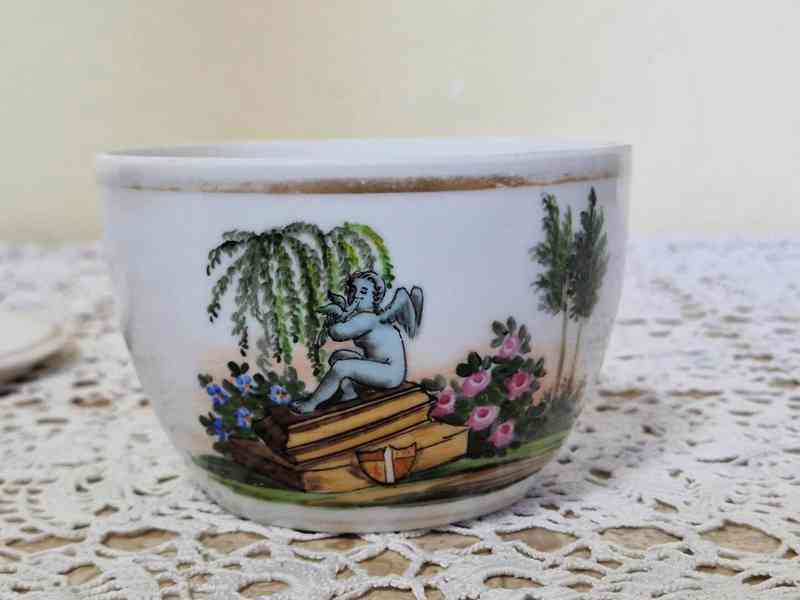 Zajímavá porcelánová Dóza s Andělíčky Biedermeier Březová - foto 6