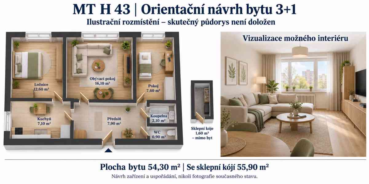 BJ Karviná, 3+1, ve 4. NP, o vým. 54,30 m2 - foto 2