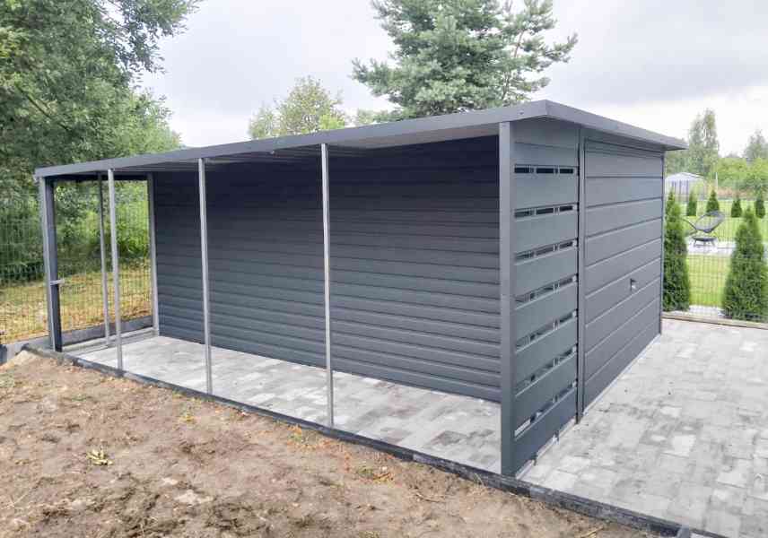 Plechová garáž 3m x 5m + přístřešek 1m, spád dozadu - TS485 - foto 6