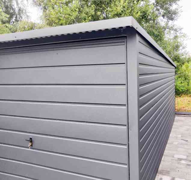 Plechová garáž 3m x 5m + přístřešek 1m, spád dozadu - TS485 - foto 2