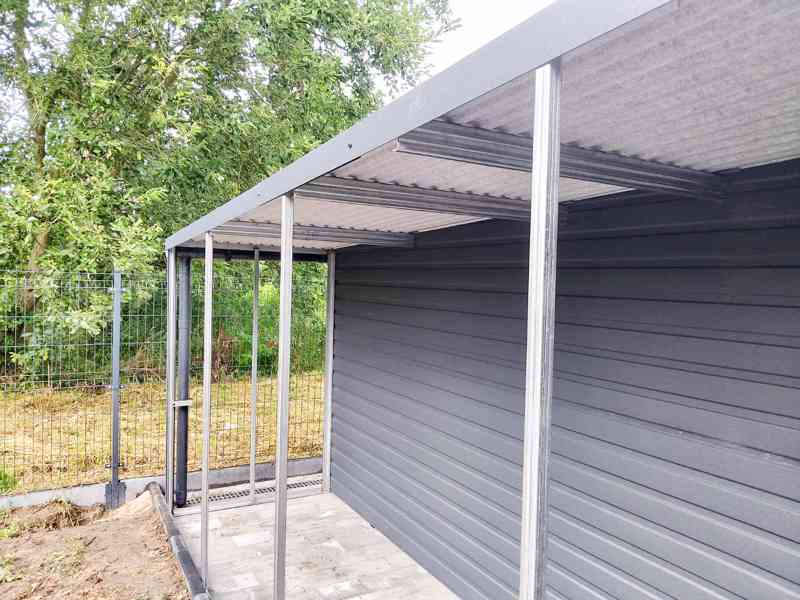 Plechová garáž 3m x 5m + přístřešek 1m, spád dozadu - TS485 - foto 3