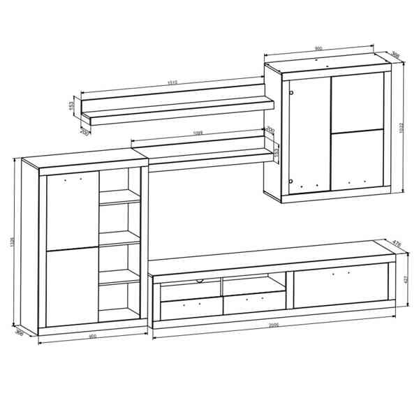 Obývací stěna dub sonoma/bílá - foto 2