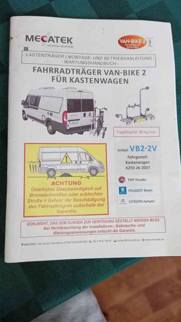 Nosič  Mecatek Van-bike 2 elektrokol na dodávku  - foto 3