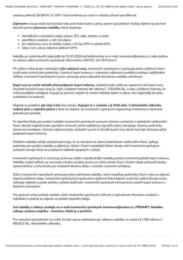 PRODEJ SOUBORU MAJETKU – MONITORY, TISKÁRNY A PERIFERIE - foto 3