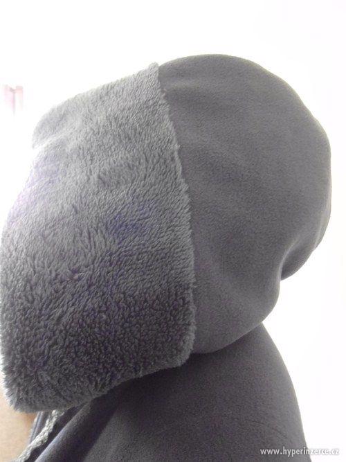 Kožešinová černá šedá pelerína pončo s kapucí krajkou S-XXL - foto 2