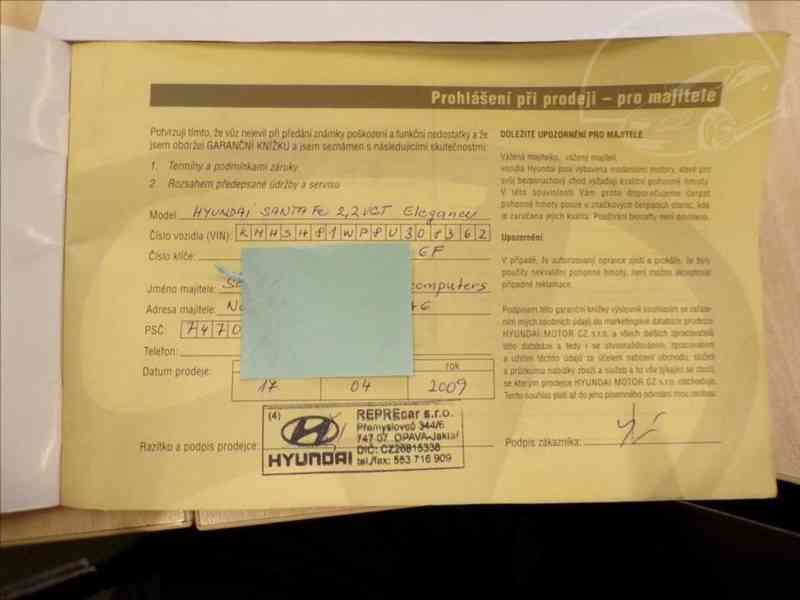 Hyundai Santa Fe 2,2 CRDi 4WD ELEGANCE,TAŽ.ZAŘ. - foto 12