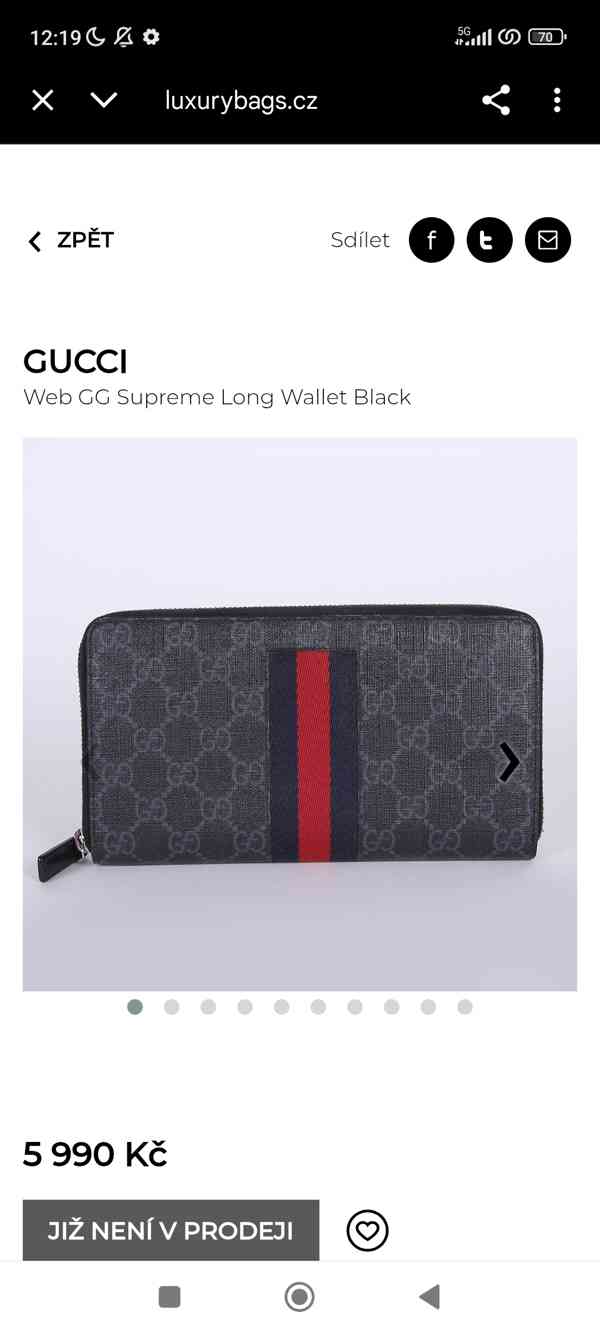 Peněženka Gucci unisex GG Supreme Long Wallet - foto 4