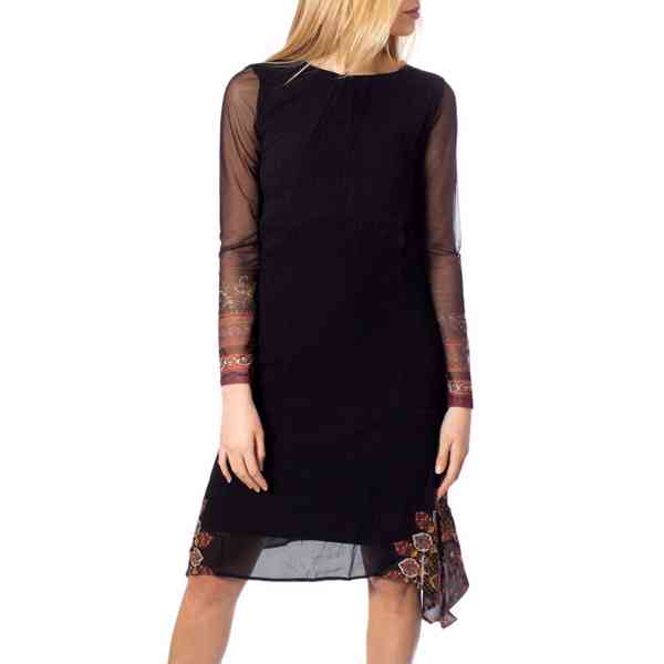 Desigual - Síťované midi černé šaty Velikost: XL - foto 4