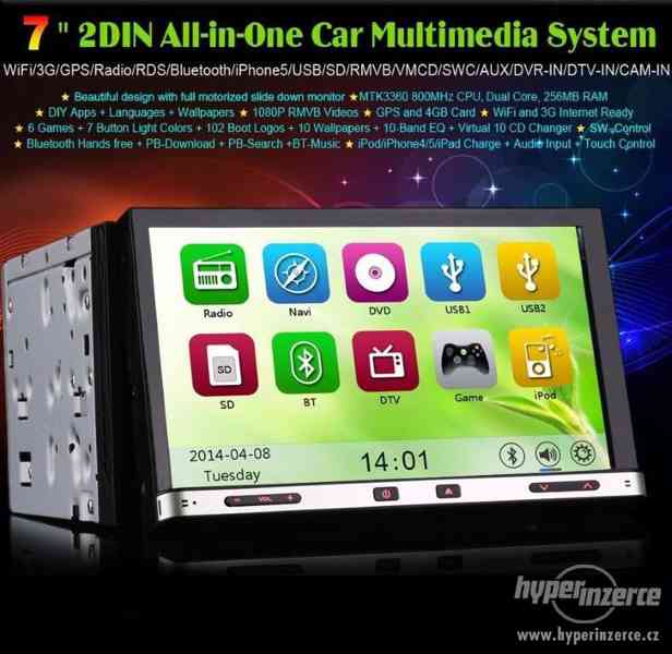 2DIN Dotykove Autoradio Navi GPS DVD BT USB SD 7displej - foto 3