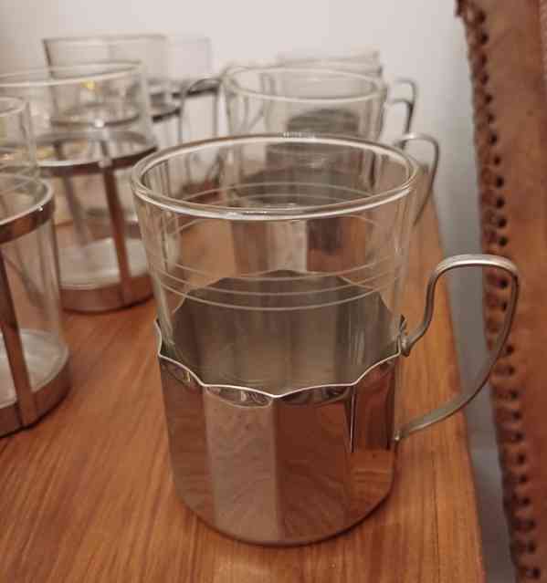 Retro skleněné šálky Jena Glass , antikorozní kovové držáky  - foto 2