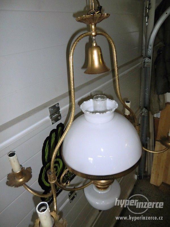 starožitný "petrolejový" lustr se čtyřmi svícny - foto 8