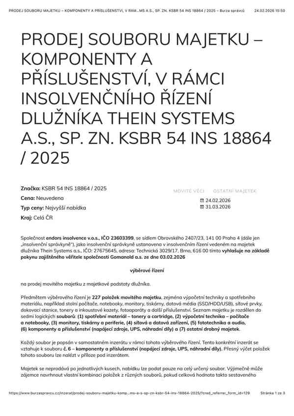 PRODEJ SOUBORU MAJETKU – KOMPONENTY A PŘÍSLUŠENSTVÍ - foto 2
