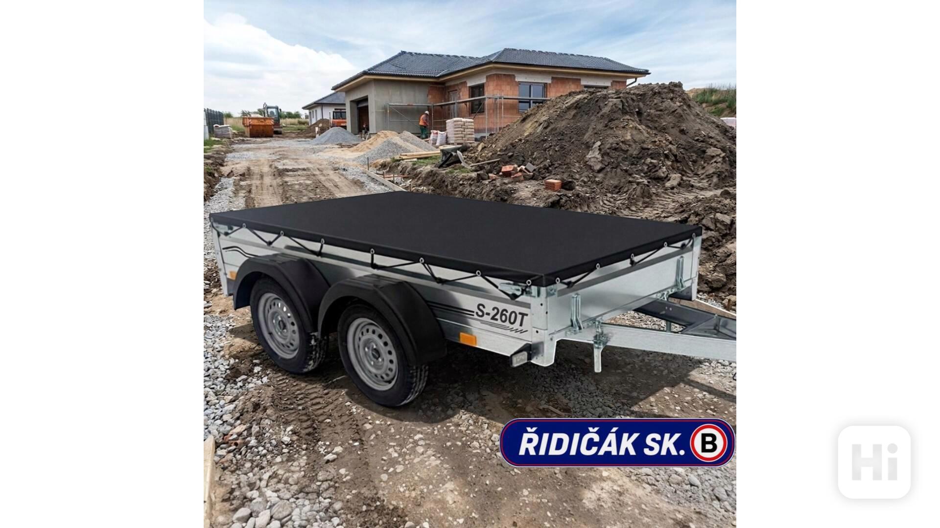 Praktický sklopný přívěsný vozík 2x náprava, 2,53m x1,30,DPH - foto 1
